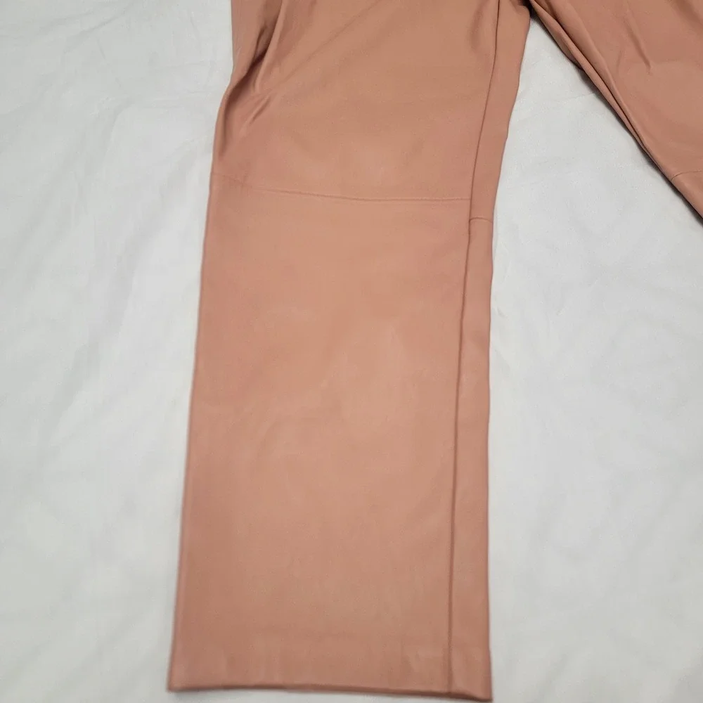 Blank NYC Anthropologie Vegan Leather Tie Waist Pleated Pants Pink Clay Size 28